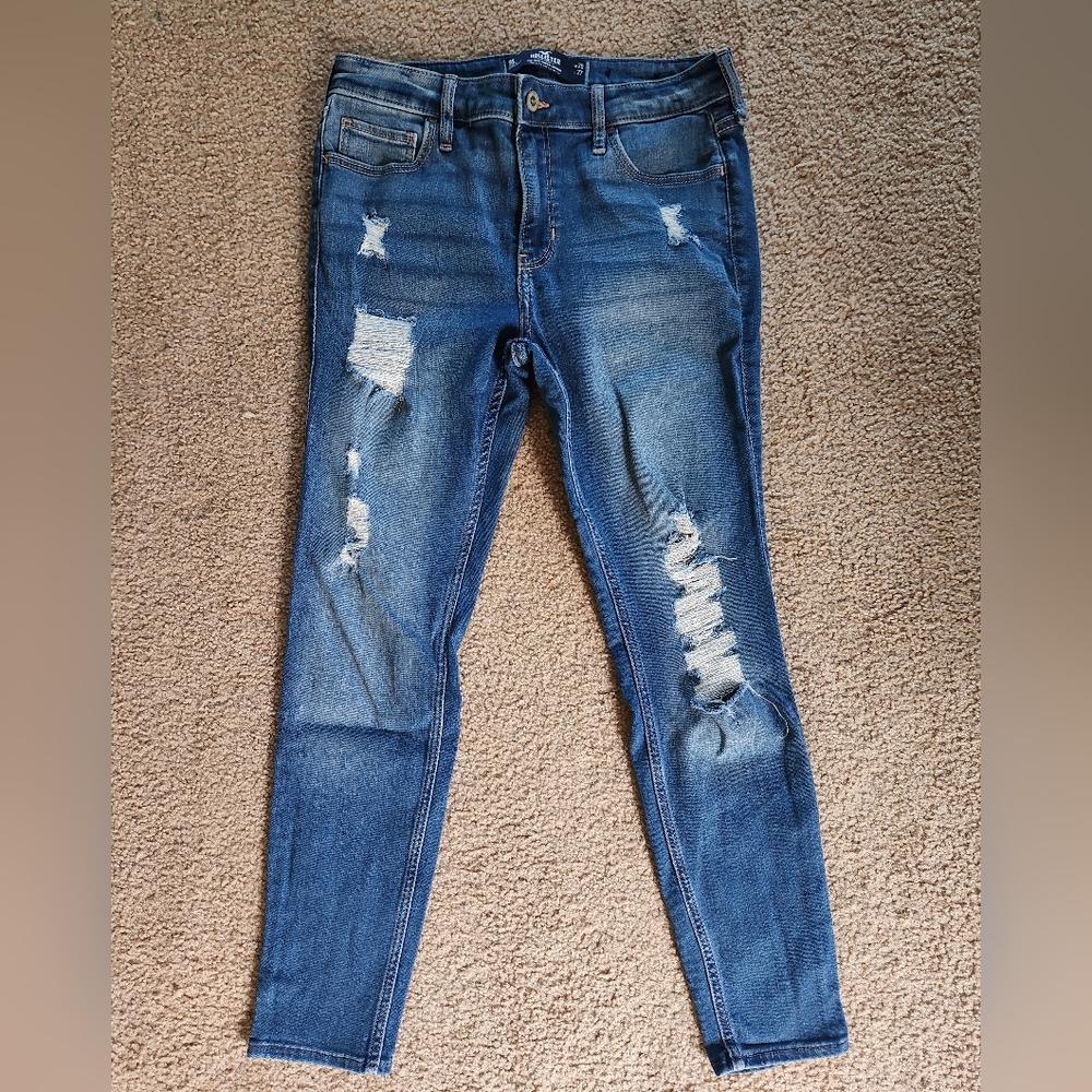 Holister Blue Distressed Skinny Jeans